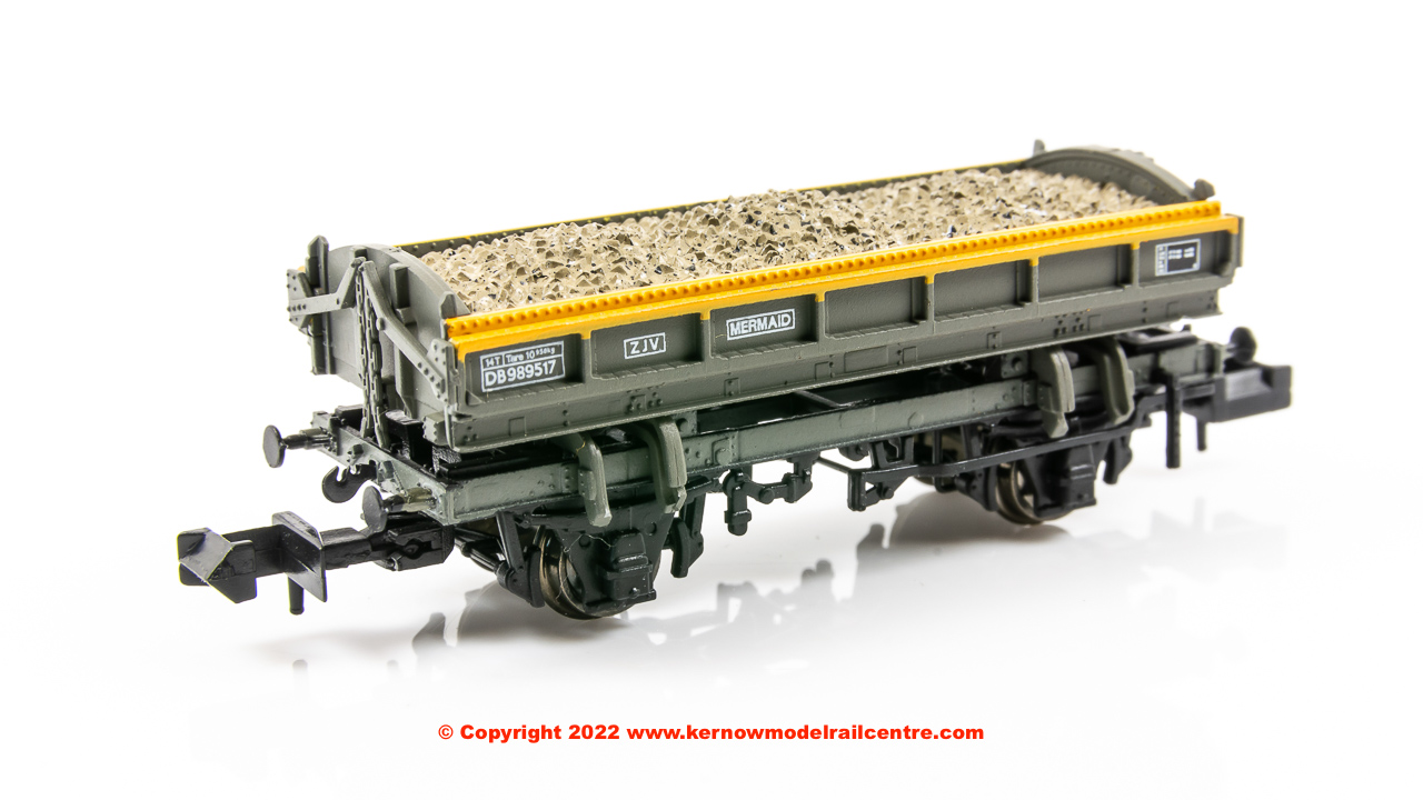 E87538 EFE Rail 14T 'Mermaid' Side Tipping Ballast Wagon ZJV number DB989517 - BR Engineers Grey & Yellow